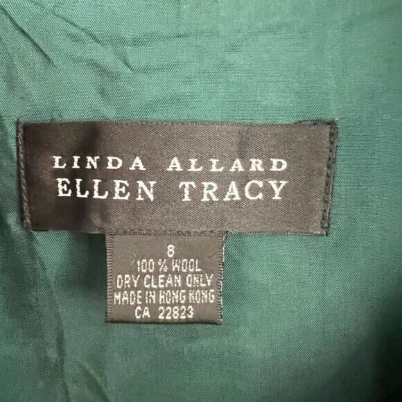 VTG Linda Allard Ellen Tracy Women 8 100% Wool Green Blue Buttoned Sweater Dress - Picture 6 of 15